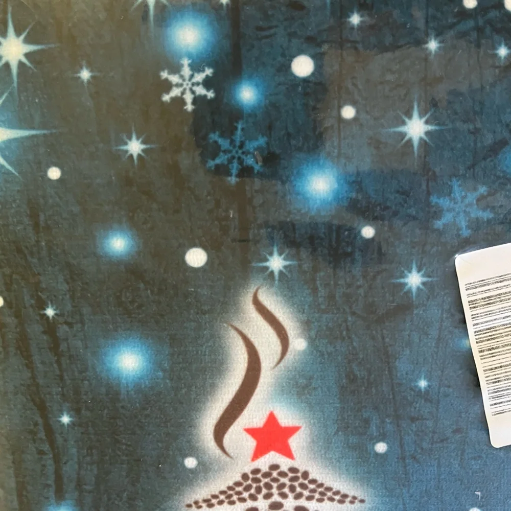 Festive Winter Holiday Snowflake Tree Design Bathroom Mat Christmas Blue NWT